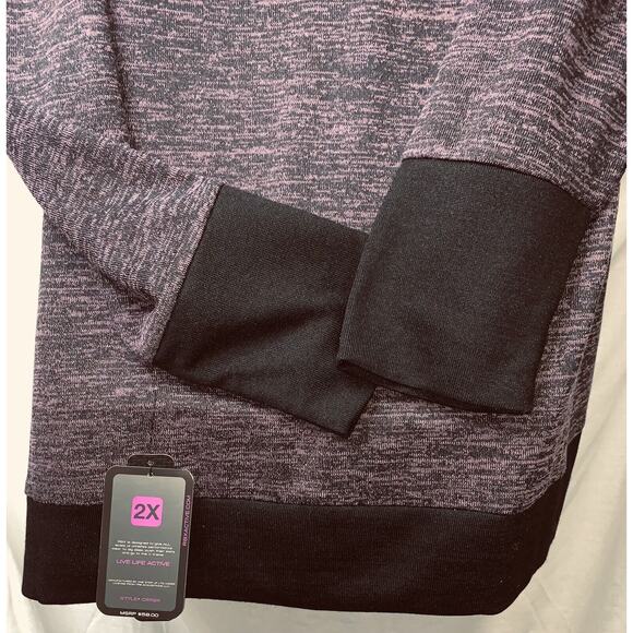 2X Reebok RBX Sweater Womens Purple Black Cowl Neck L/S Cold Shoulder NWT - Picture 4 of 14